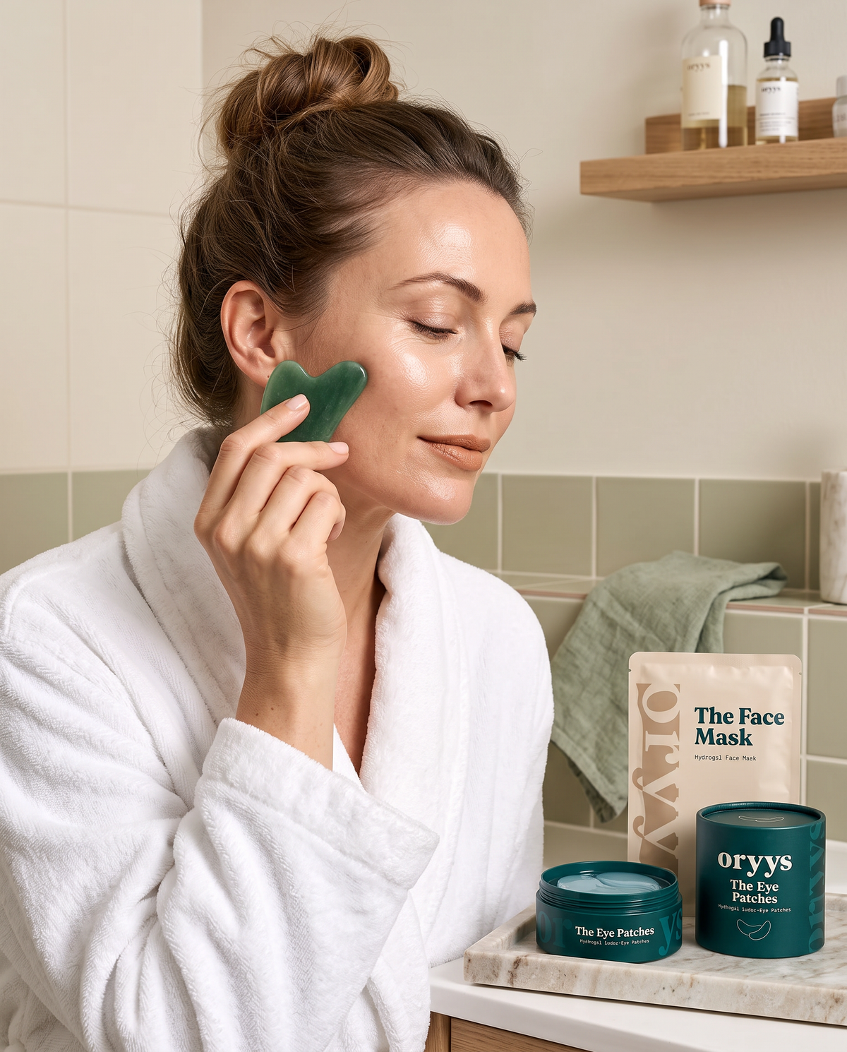 Using The Gua Sha along the cheekbone