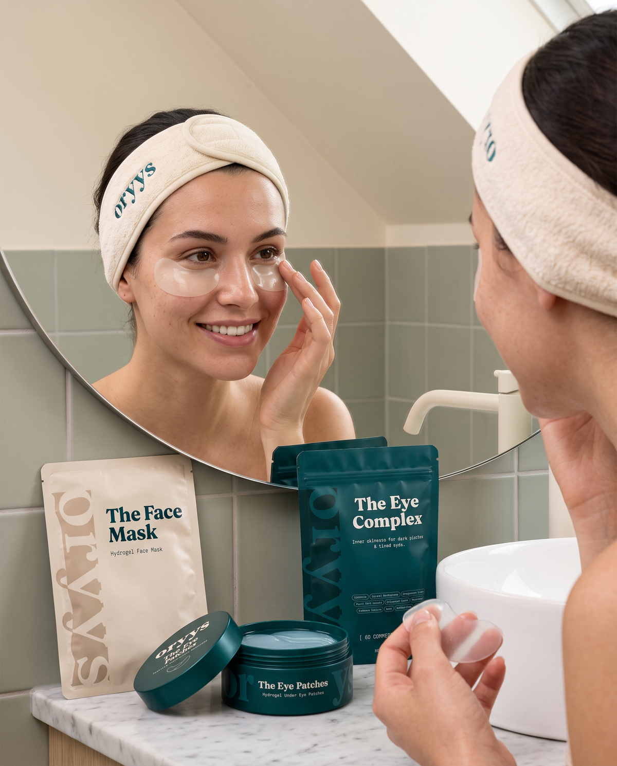 Wearing The Headband while applying eye patches